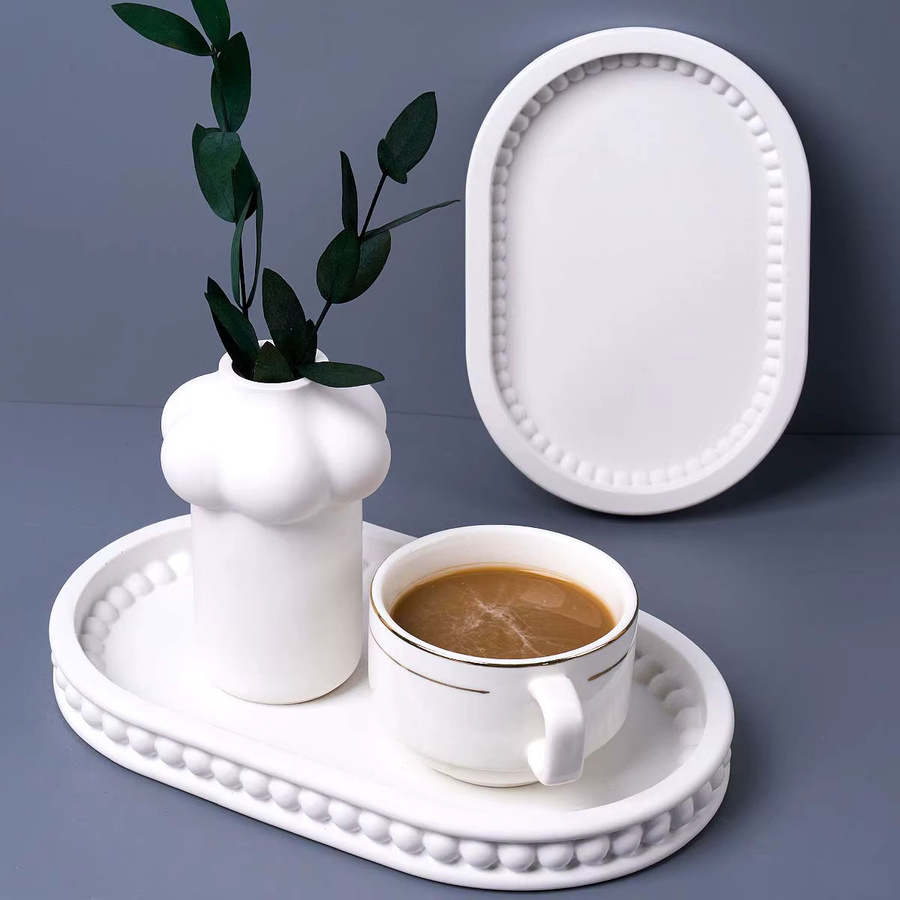 UDOCOOL Silikonform für DIY Perlen Ablage und Schmuck Display in Weiß, Oval Form für Gips und Harz - Bild 3