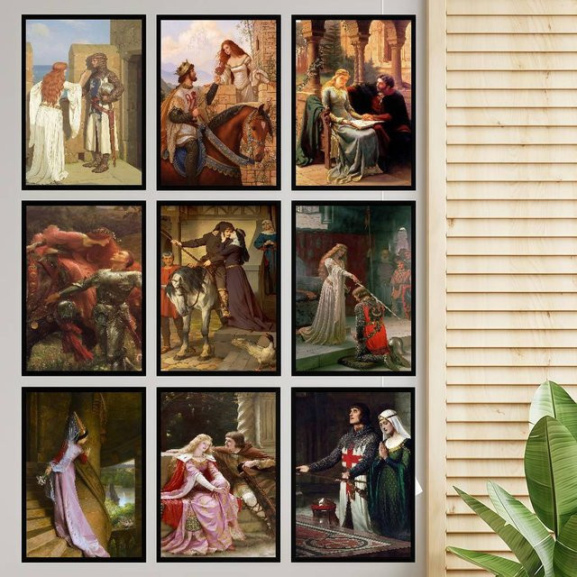 Wasserfester Wandaufkleber Die Accolade von Edmund Blair Leighton als Whitepaper Poster in Multicolor, Rechteckig - Bild 1