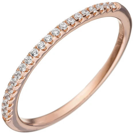 Colfem Ring 925 Silber, rotgold vergoldet, Zirkonia, Damen, Ringgröße 60 - Bild 1