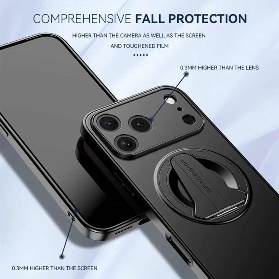 AKABEILA MagSafe Handyhülle mit magnetischem Klappständer für iPhone 13 14 15 16 17 Pro Max, kabelloses Laden und stoßfeste Abdeckung, Schwarz - Bild 2