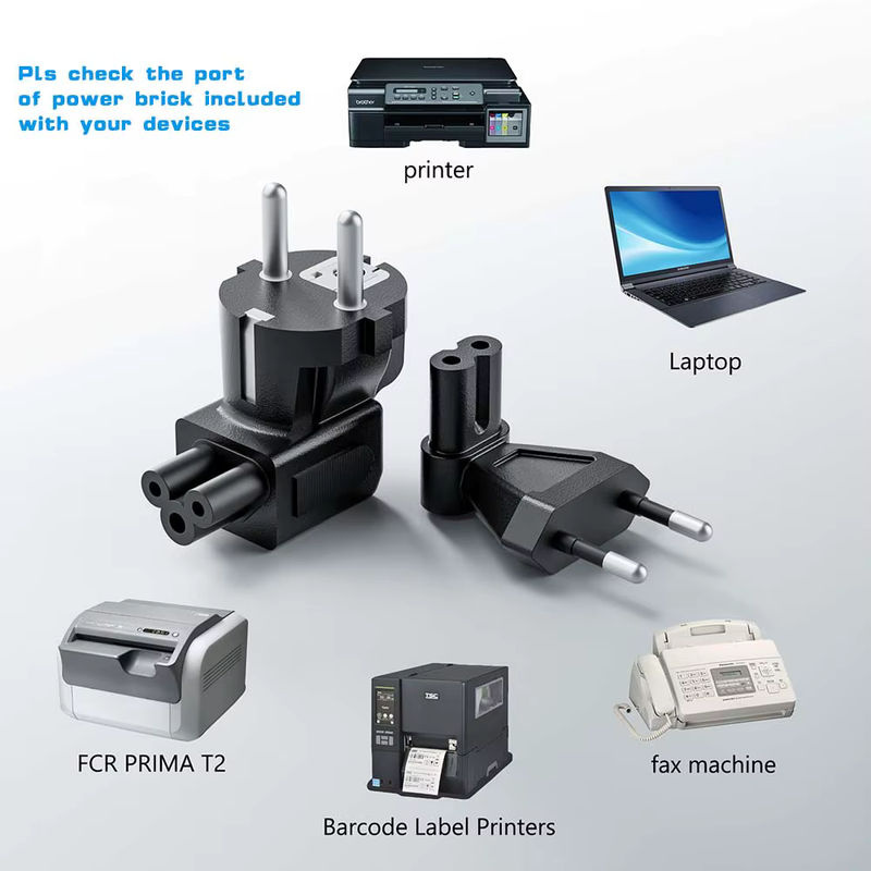 Duckhead EU-Steckeradapter Konverter Schwarz: 3-poliger Winkel-Schuko-EU-Stecker auf C5 Kleeblatt-EU 2-poliger Stecker auf IEC C7 Kabeladapter - Bild 2