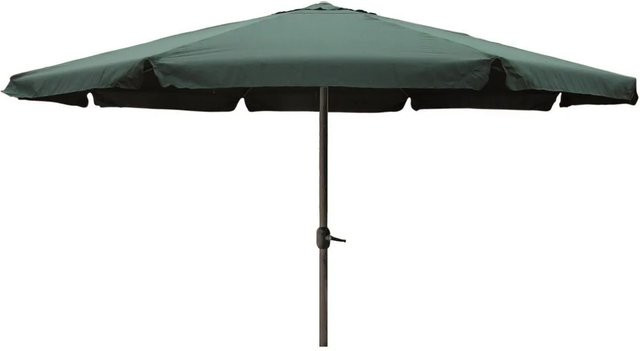 Lex XXL Sonnenschirm aus Aluminium mit Kurbel und Krempe in Grün, Durchmesser: 4 m - Bild 1
