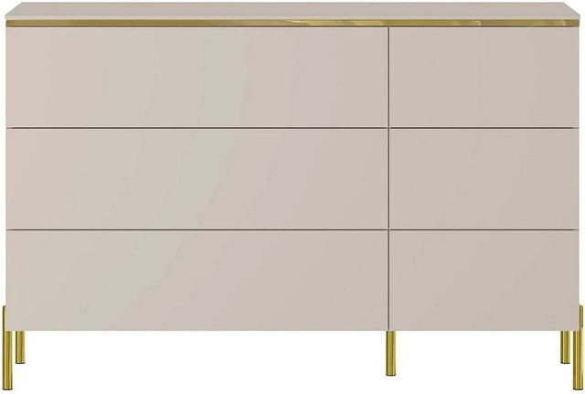Vente-unique Kommode Vukia in Beige und Gold mit mattem Finish - Bild 1