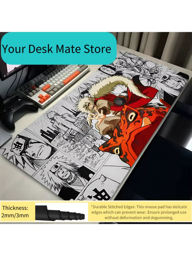 Bandai Anime Mauspad Jiraiya Naruto Design Multicolor Anti-Rutsch Schreibtischunterlage für Gaming PC und Tablet - Bild 3