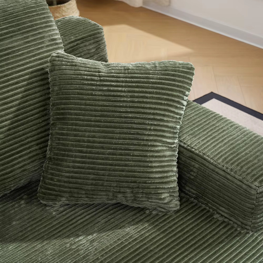 KOMHTOM Cordsofa in Grün mit weichen Rücken- und Sitzkissen sowie praktischen Seitentaschen für dein Wohnzimmer - Bild 5
