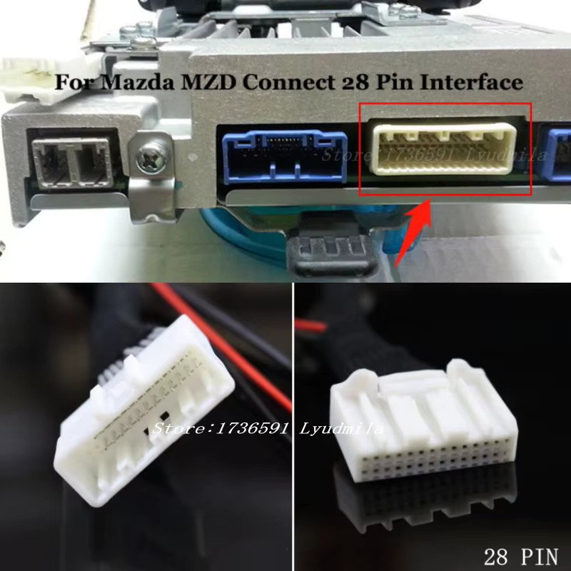 28-Pin-Adapterkabel für Mazda CX-3 KD (2016-2021) zur Verbindung des Originalbildschirms mit der Rückfahrkamera, Schwarz - Bild 4