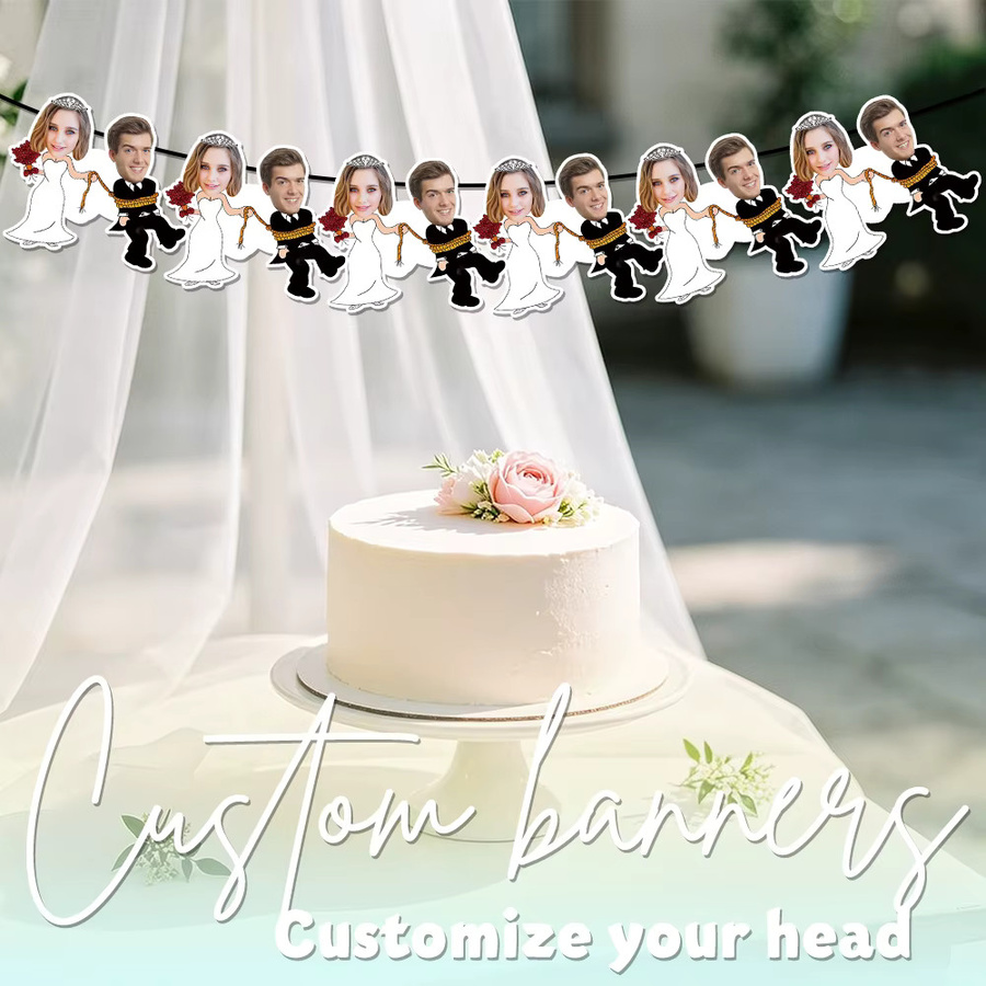 Personalisiertes WEIGAO Gesichtsbanner aus Papier für Hochzeiten und Jubiläen, Mehrfarbig - Bild 2