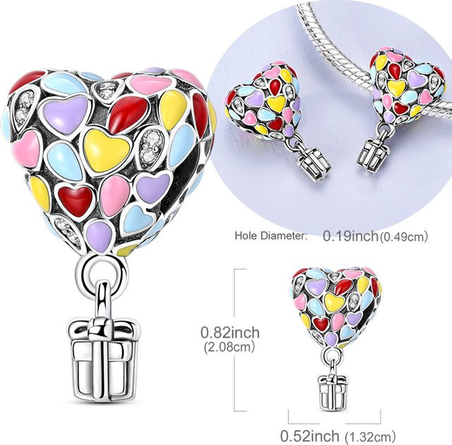 Bead Charm Herz Heißluftballon, 925 Silber, Damen - Bild 1