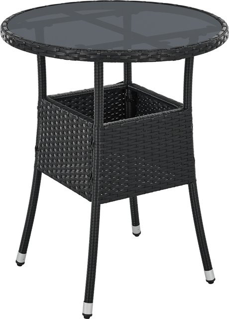 Juskys Polyrattan Gartentisch Yoro rund Schwarz Durchmesser: 60 cm - Bild 1
