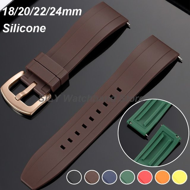 Uhrenarmband Silikon, Dornschließe, Silber, Unisex - Bild 1