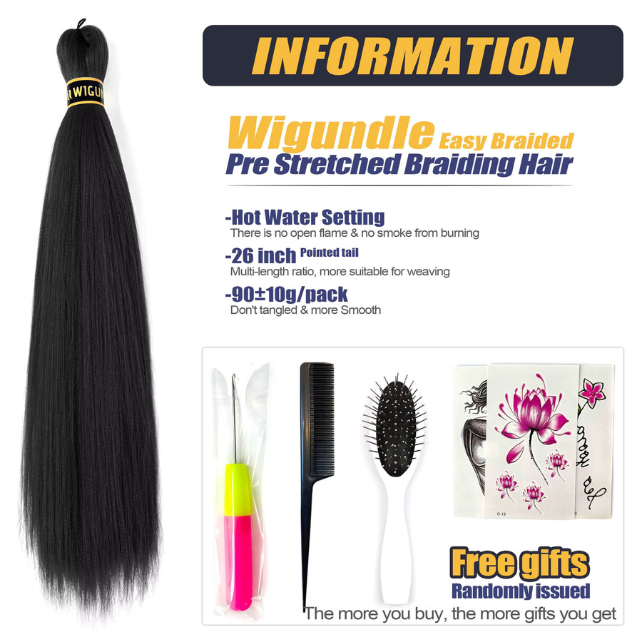 Wigundle Kanekalon-Flechthaar, synthetisches Häkelhaar, 90 g, Unisex - Bild 2