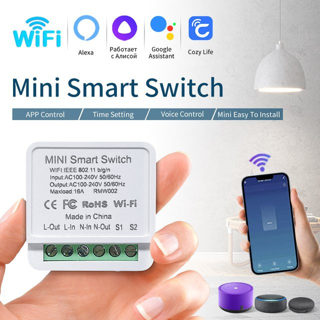 CozyLife Smart WiFi Schaltermodul in Weiß mit 2-Wege-Steuerung, kompatibel mit Amazon Alexa und Google Assistant - Bild 1