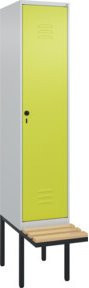 C+P Spind Classic PLUS Garderobenschrank mit Sitzbank, 1 Abteil, Lichtgrau, B/T/H: 212,0 x 40,0 x 81,5 cm - Bild 1