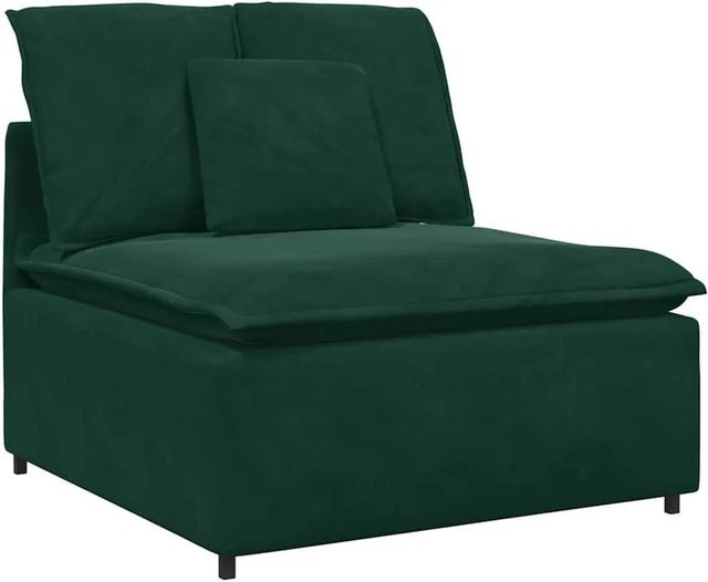 vidaXL Modulares Sofa Mittelmodul mit Kissen in Dunkelgrün, Breite: 100 cm - Bild 1