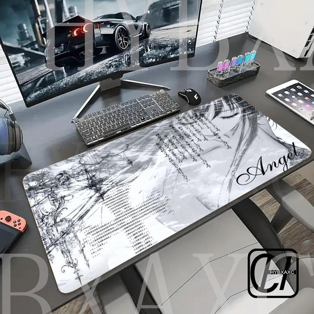 HYBXXC Anime Aesthetics Mauspad in Schwarz Weiß für Büro und E-Sports - Bild 1