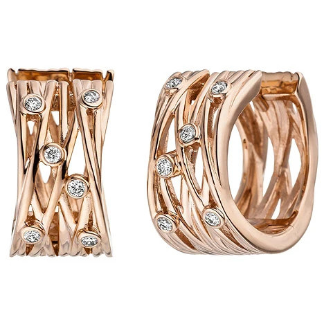 Colfem Creolen 585 Rotgold, 12 Diamanten, Damen - Bild 1