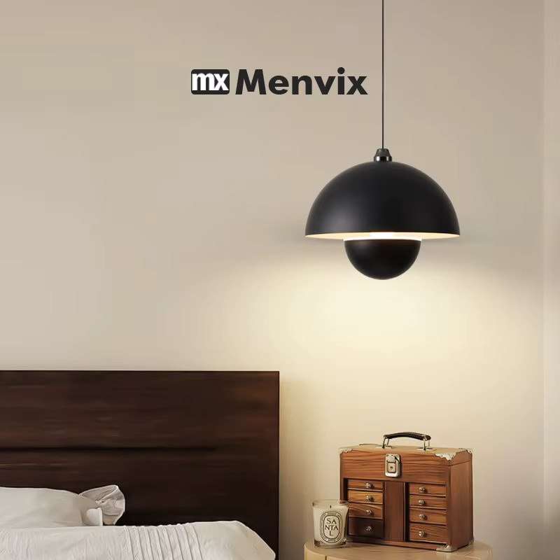 Menvix Designer Pendelleuchte Blumenknospe in Schwarz aus Metall für Küche und Wohnzimmer mit LED-Beleuchtung - Bild 2