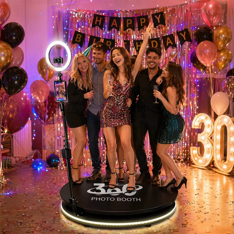 ERIKOLE 360-Grad Panorama-Selfie-Station mit LED-Fülllicht und Flightcase in Schwarz - Bild 5
