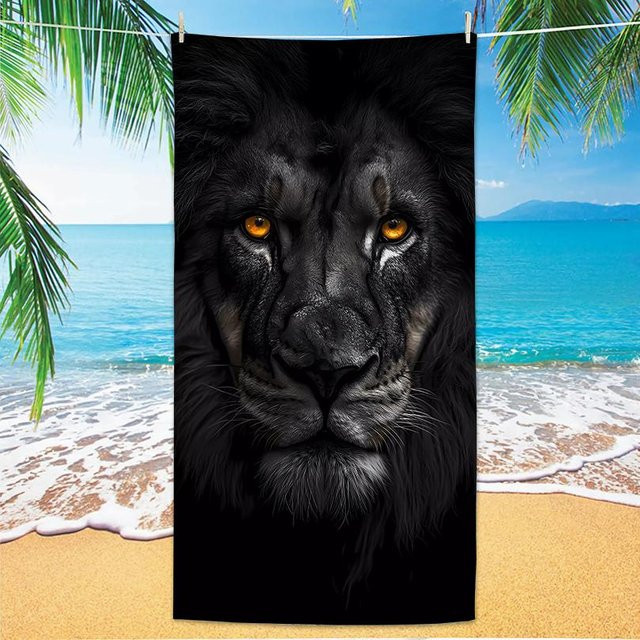 JMG Household Supplies Strandtuch aus Mikrofaser mit Tigerdesign, Farbe: Schwarz, B/H: 80 x 160 cm - Bild 1