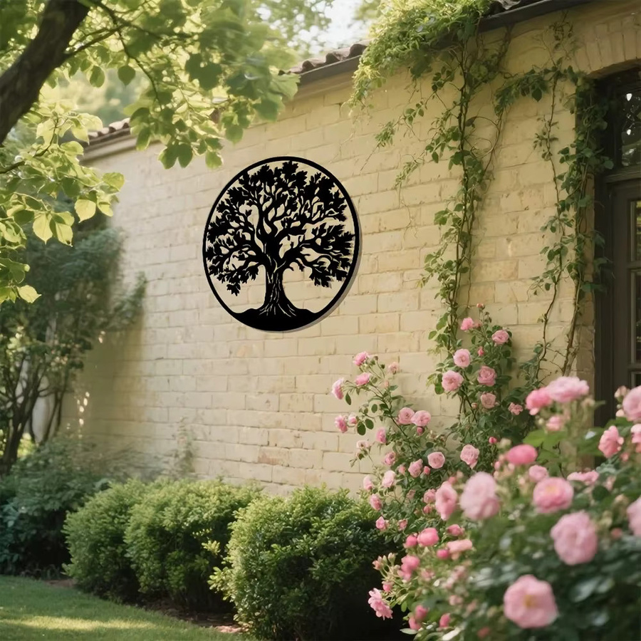 CIFBUY Metallbaum des Lebens Wandkunst, 2D Metallskulptur in Schwarz zur Wandmontage für Wohnzimmer, Schlafzimmer, Büro und Garten - Bild 4