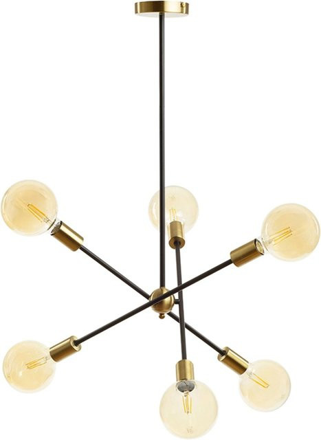 Rendl Pendelleuchte Artemia 6 LED Design in Schwarz und Messing mit E27 Fassung und 90 W - Bild 1