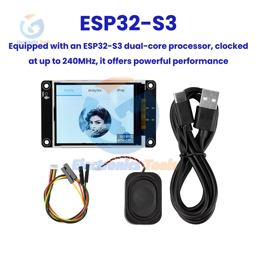 Aideepen ESP32-S3 WiFi Bluetooth Development Board mit 2,8 Zoll TFT Touchscreen LCD Display Modul in Schwarz - Bild 2