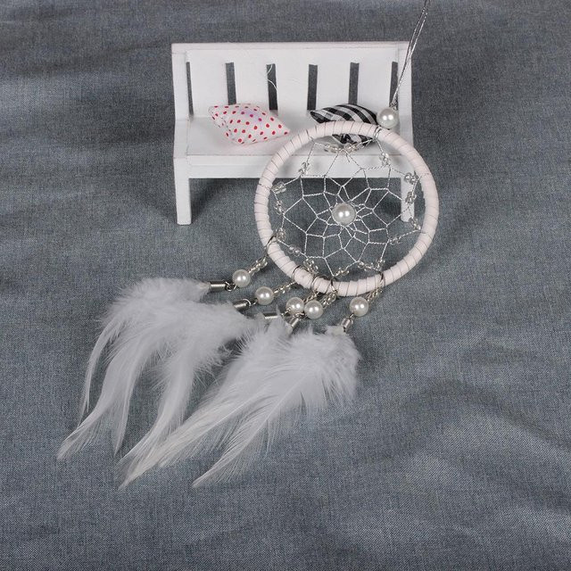 Rui Di Traumfänger Boho Wandbehang und Auto Rückspiegel Anhänger in Weiß - Bild 1