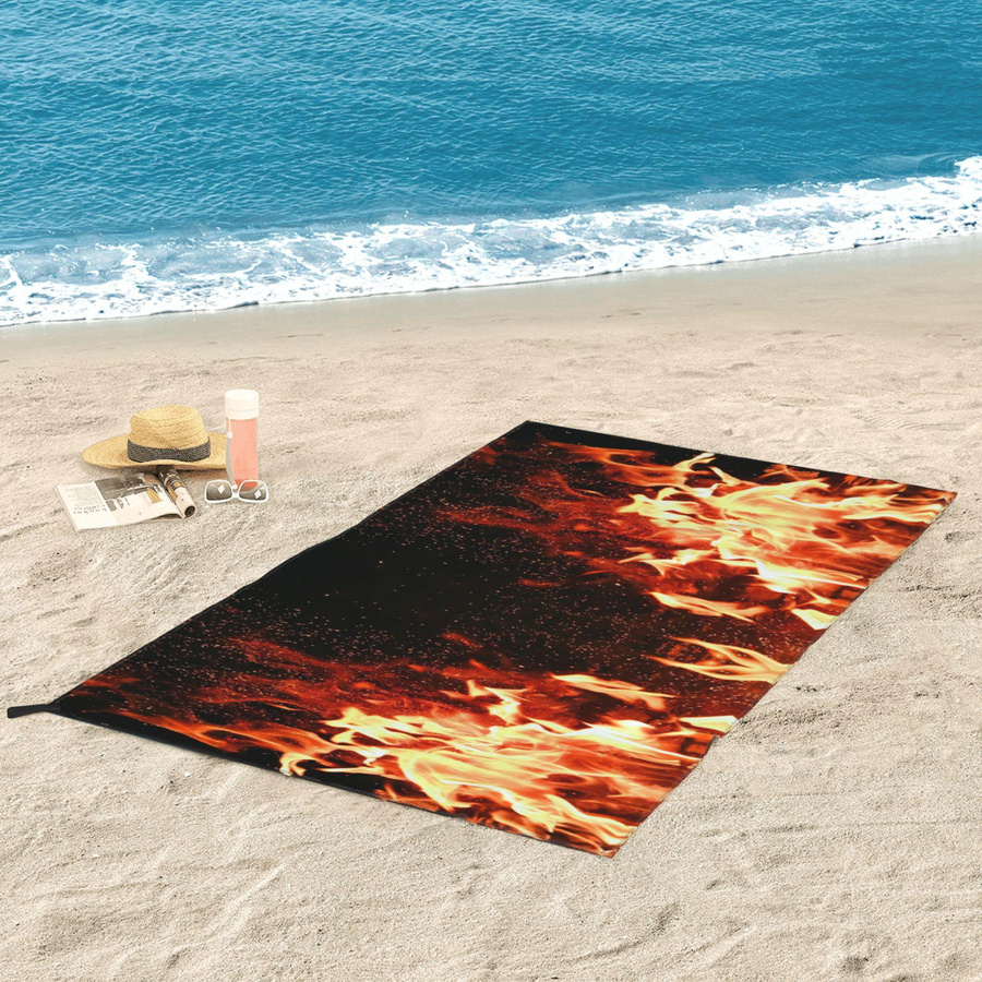 Strandtuch Brennendes Feuer mit Funken aus weicher Mikrofaser, schnelltrocknend und saugfähig, Farbe: Weiß, B: 40 cm, H: 60 cm - Bild 5