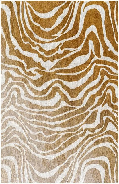 Lola&Moi Teppich Bamako Zebrastreifen Gelb Sand Beige B/T: 80 x 150 cm - Bild 1