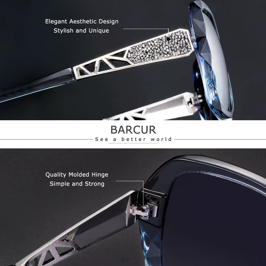 BARCUR Sonnenbrille Schmetterlingsrahmen, Vollrand, Kunststoff, Damen, polarisiert - Bild 3