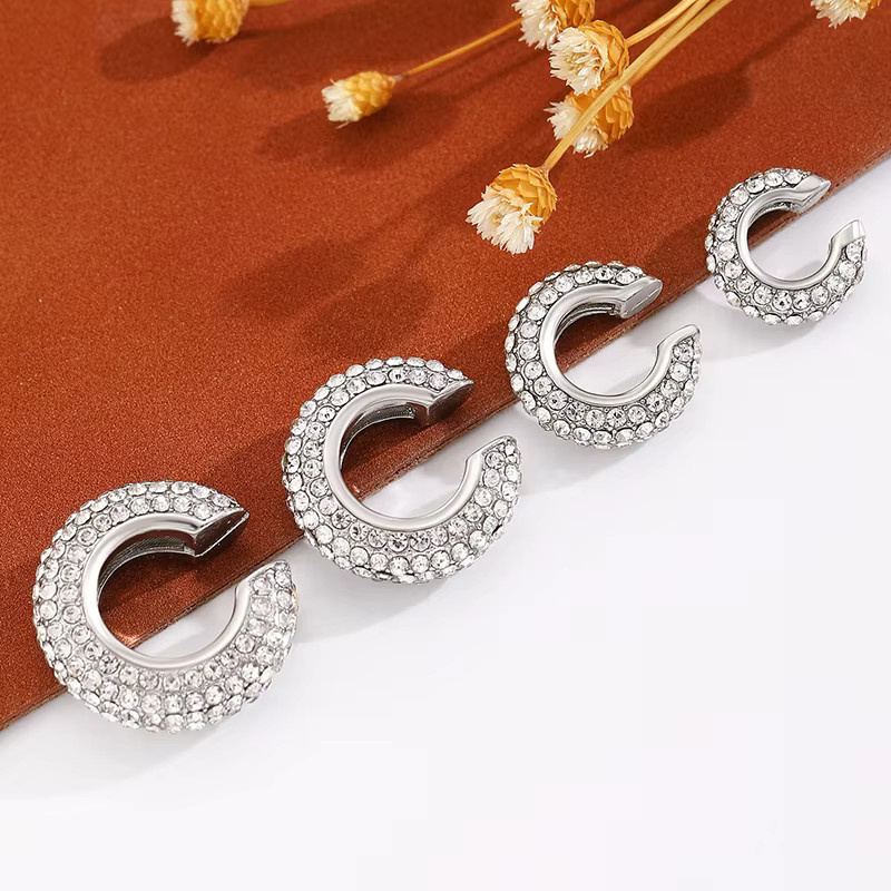 LOVBEAFAS Ohrringe, C-Form, Strass, Kristall, Damen - Bild 3