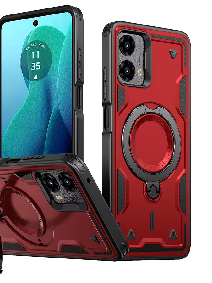 Xiaomi Armor Magnetische Hülle für Redmi Note 13 Pro+ und Redmi Note 13 Pro Plus, Stoßfeste Schutzhülle mit Drahtlosem Ladeständer, Farben: Grün oder Rot - Bild 1