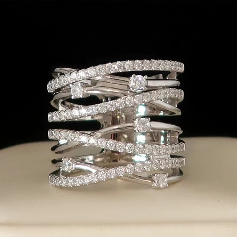 Huitan Ring, Zirkonia, silberfarben, Damen - Bild 2