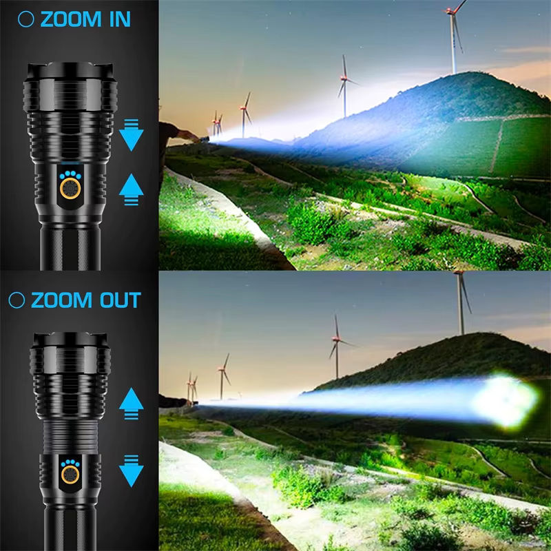 Mikenoon High Power LED Taschenlampe mit Teleskop-Zoom, wiederaufladbar, Schwarz - Bild 3