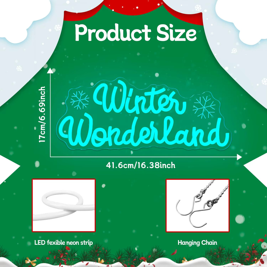 Winter Wonderland Weihnachts-Neonschild zur Wanddekoration mit dimmbarer Funktion für Schlafzimmer und Partys - Bild 3