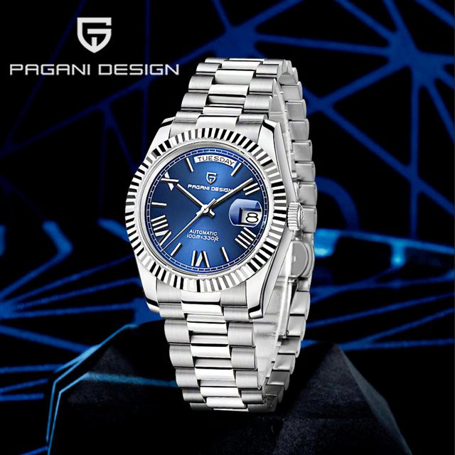 Pagani Design Armbanduhr Automatik, Edelstahl, Weiß, Saphirglas, Herren - Bild 1