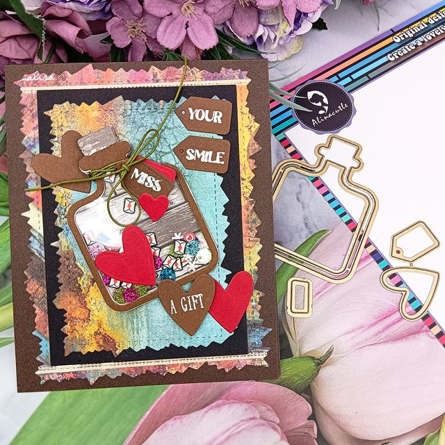 Alinacutle Metall-Stanzform Wunschflasche in Gold für DIY Scrapbooking und Grußkartenherstellung - Bild 1