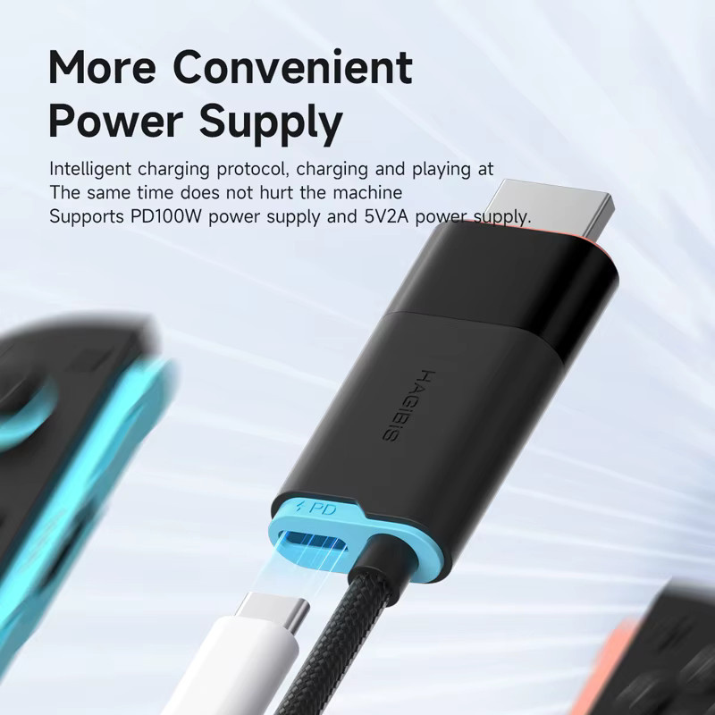 Hagibis Tragbares TV-Dock USB-C zu HDMI Kabeladapter für Nintendo Switch, Switch2 und OLED, 4K@60Hz, 100W PD Stromversorgung, Schwarz, kompatibel mit Laptops und ROG Ally - Bild 4