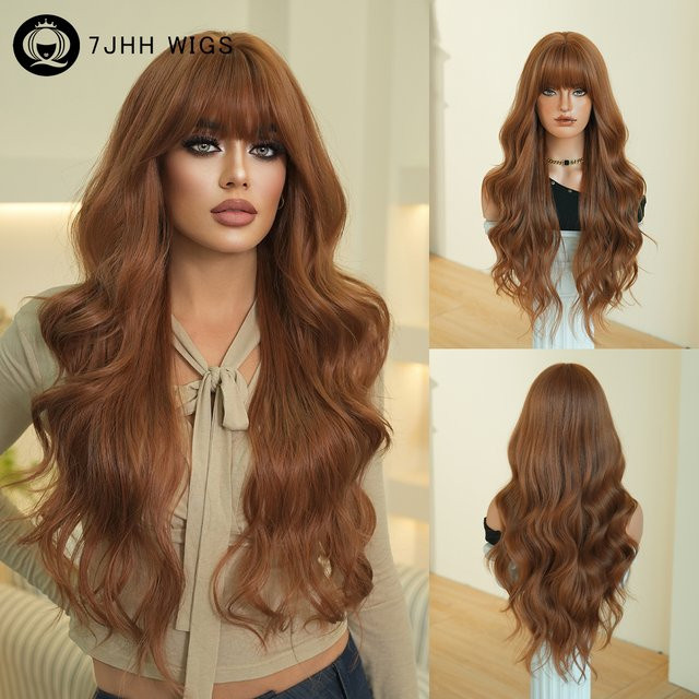 7JHH WIGS Perücke, lang, gewellt, honigbraun, Damen - Bild 1