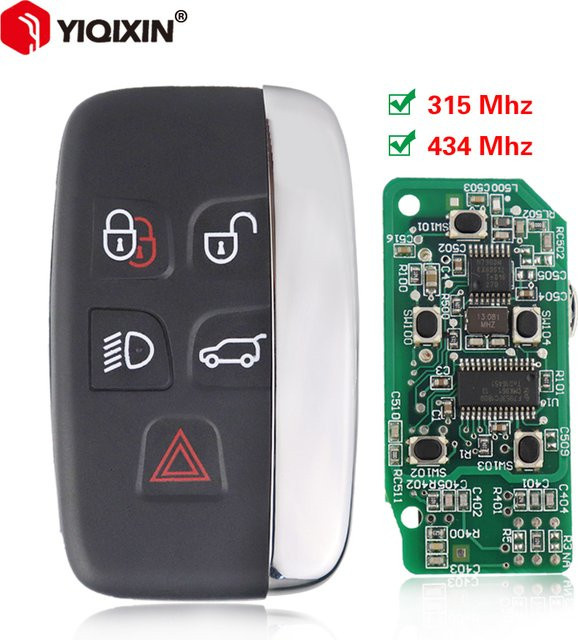 YIQIXIN Remote-Autoschlüssel für Land Rover Range Rover Evoque Freelander Discovery 4 LR2 LR4 und Jaguar XE XF XK XJ F-Type mit ID49-Chip, Schwarz, 315/434MHz - Bild 1