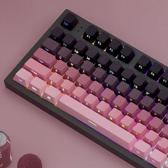 TROVANCO Gradient Tastenkappen Set, seitlich bedruckt und durchscheinend, PBT Double Shot, OEM-Profil für MX-Schalter, Multicolour und White, 130+ Tastenkappen - Bild 1