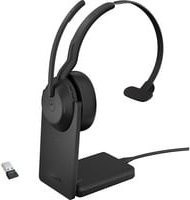 Jabra Evolve2 55 Link 380a Mono On-Ear Headset mit Ladestation, Bluetooth, Schwarz - Bild 1