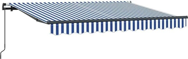vidaXL Einziehbare Markise Blau-weiß gestreift aus Stoff und Aluminium, B: 250 cm, T: 200 cm - Bild 1