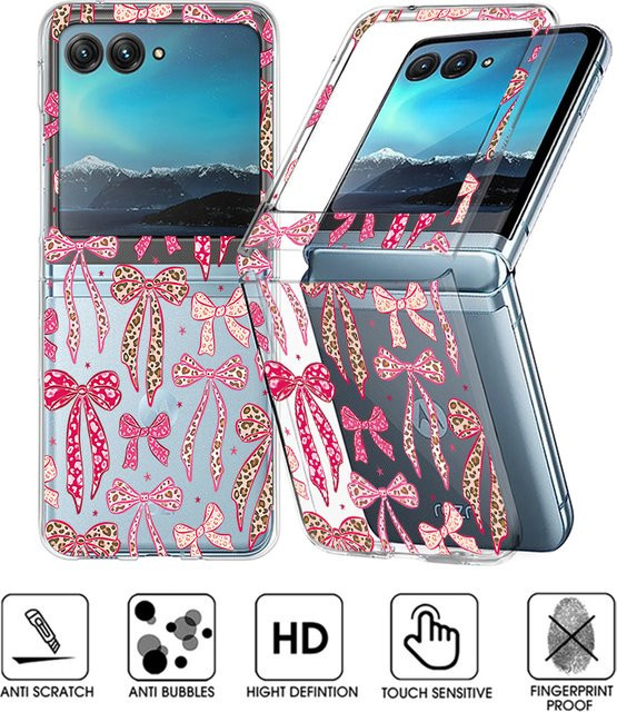 MOESOE Transparente Handyhülle mit Schleifenmuster für Motorola Razr 60 40 50 Ultra, stoßfeste faltbare Schutzhülle - Bild 1