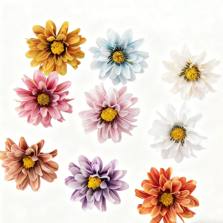 10 oder 20 Stück künstliche Gänseblümchen in Multicolor für Tischdekoration, Kränze und Hochzeitszubehör - Bild 4