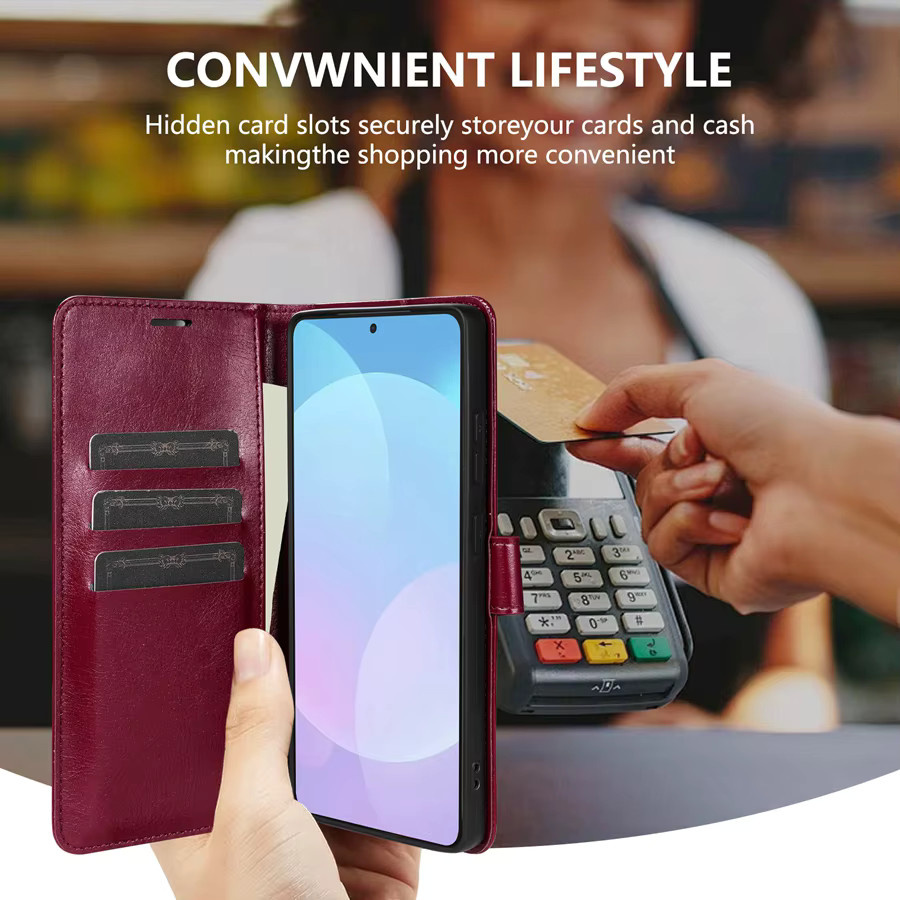 JGG Leder-Brieftasche mit Magnetverschluss und Kartensteckplatz für Samsung Galaxy A07 A14 A15 A16 A17 A26 A35 A36 A53 A54 A55 A56 in Blau - Bild 3