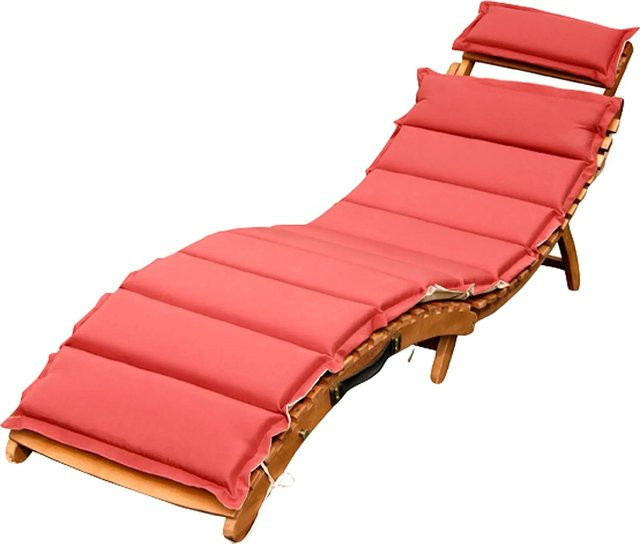 Sonnenliege Ipanema von Merxx aus geöltem Eukalyptusholz in Rot/Beige inklusive Wendekissen und verstellbarer Kopfstütze - Bild 1