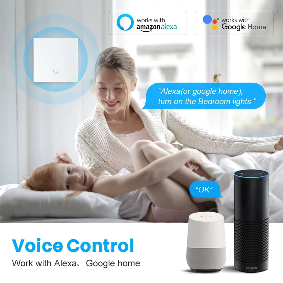 RKHK Smart Wifi Touch Lichtschalter mit Temperatur- und Feuchtigkeitssensor, Tuya Steuerung für Google Assistant und Amazon Alexa, Weiß - Bild 4