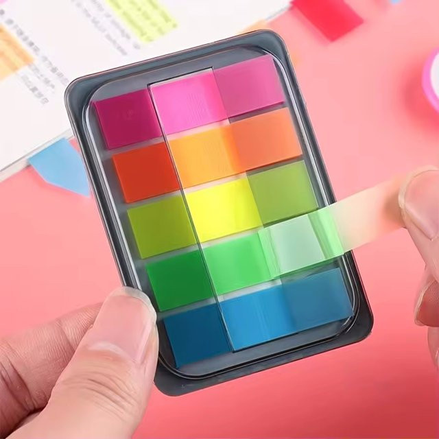 100 Blatt wasserfeste und transparente Haftnotizen in Multicolour als selbstklebende Mini-Post-it Blöcke für Planer, Schule und Büro - Bild 1