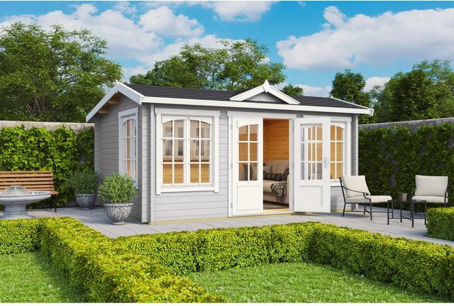 Lasita Maja Gartenhaus Windsor Lichtgrau B/H/T: 440 x 239,4 x 340,2 cm - Bild 1